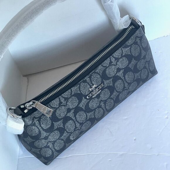 Coach Charlotte CX580 Gunmetal Signature Canvas Leather Shoulder Bag - Picture 7 of 9